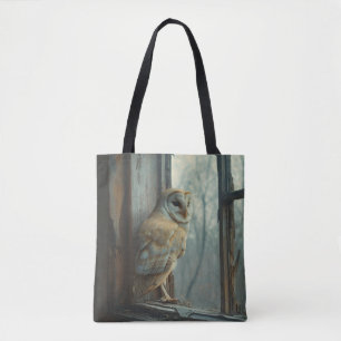 Bolso De Tela Lechuza Rústica En El Arte De La Ventana