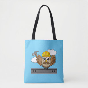 Bolso De Tela Lechuza trabajadora de construcción con Personaliz