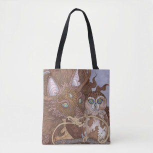 Bolso De Tela Lechuza y dragón oculares brillantes