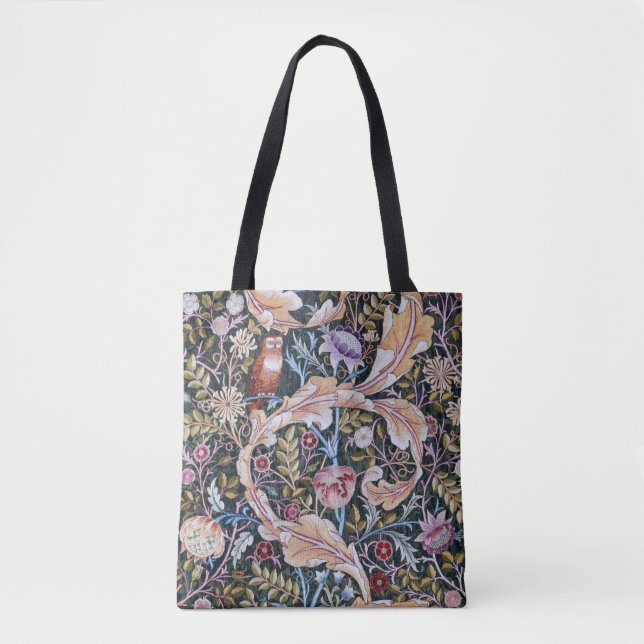 Bolso De Tela Lechuza y flores, William Morris (Anverso)