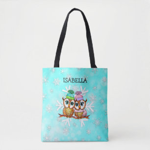 Bolso De Tela Lechuzas de acuarela caprichosas personalizadas