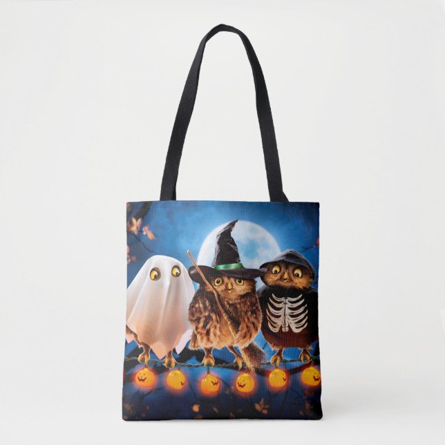 Bolso De Tela Lechuzas de Halloween (Anverso)