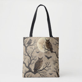 Bolso De Tela Lechuzas de Halloween y Luna