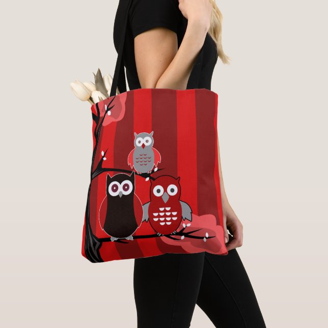 Bolso De Tela Lechuzas rojas (Detalle)
