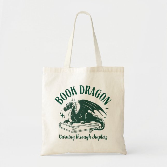 Bolso De Tela Lector de fantasía de dragón de libro de moda  (Frente)