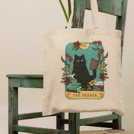 Bolso De Tela Lector divertido Tarot Card Cat Book