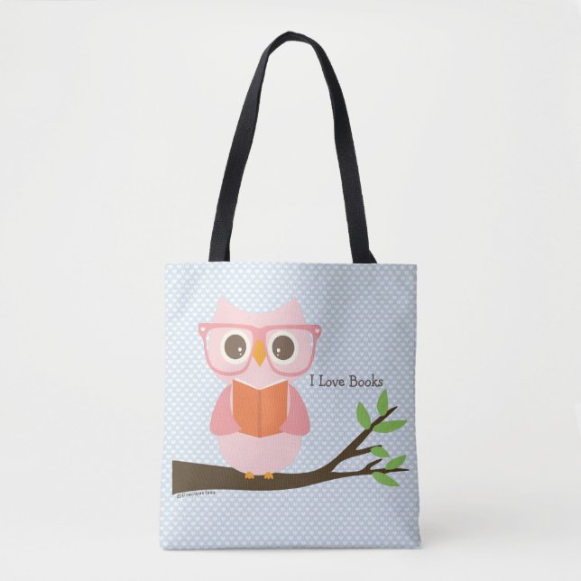 Bolso De Tela Lectura de Búho mate (Anverso)