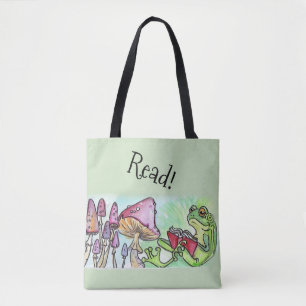 Bolso De Tela Lectura de rana de libro de cuentos