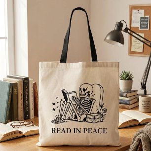 Bolso De Tela Lee en paz divertido esqueleto amante de los libro