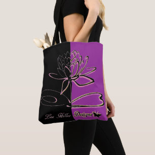 Bolso De Tela Lee Hiller Designs Aciertos Negro Violeta Oro