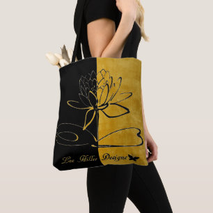 Bolso De Tela Lee Hiller diseños acentos negro dorado bruñido
