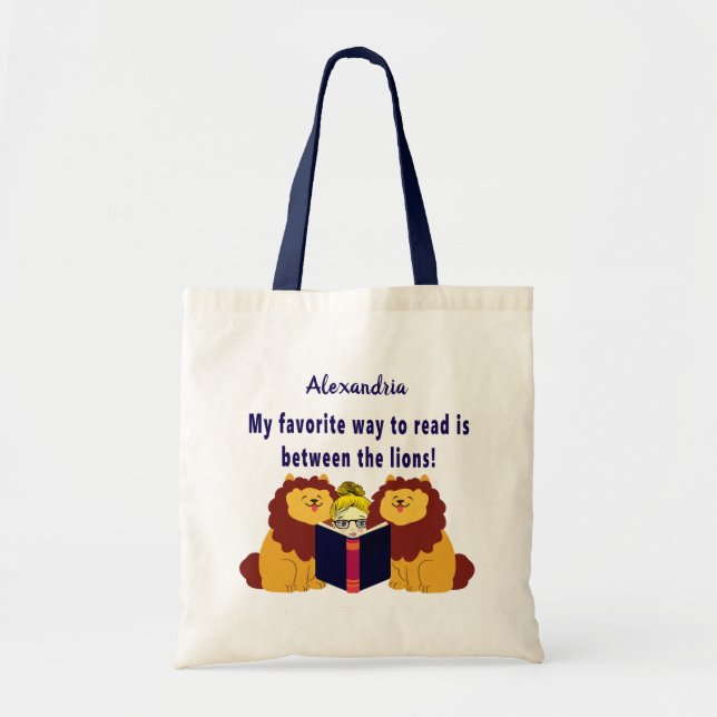 Bolso De Tela Leer entre los leones (Frente)