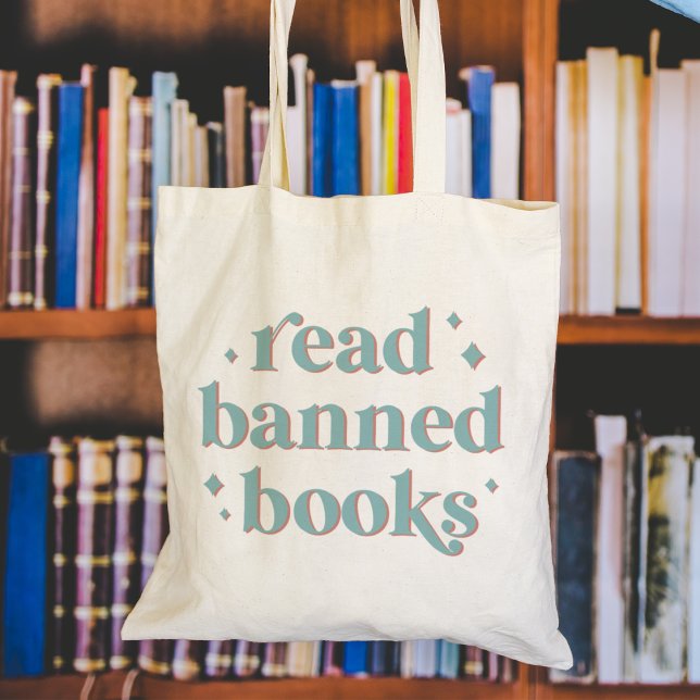 Bolso De Tela Leer libros prohibidos Letras retro (Subido por el creador)