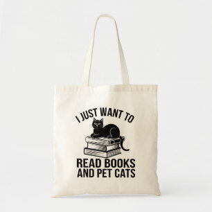 Bolso De Tela "Leer libros y arte de gatos Mascotas"