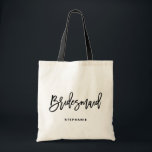 Bolso De Tela Leer mano negra a la dama de honor que yo personal<br><div class="desc">Personalizable dama de honor. Bolsa de tetas moderna y clásica con escritura negra con letras a mano de "dama de honor". Personalice agregando el nombre del receptor,  la etiqueta del boda u otros detalles. Perfecto como regalo para tu fiesta nupcial o nupcial.</div>