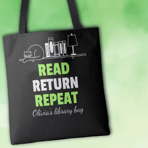 Bolso De Tela Leer Retorno Repetir Lector de Libros Bibliotecari
