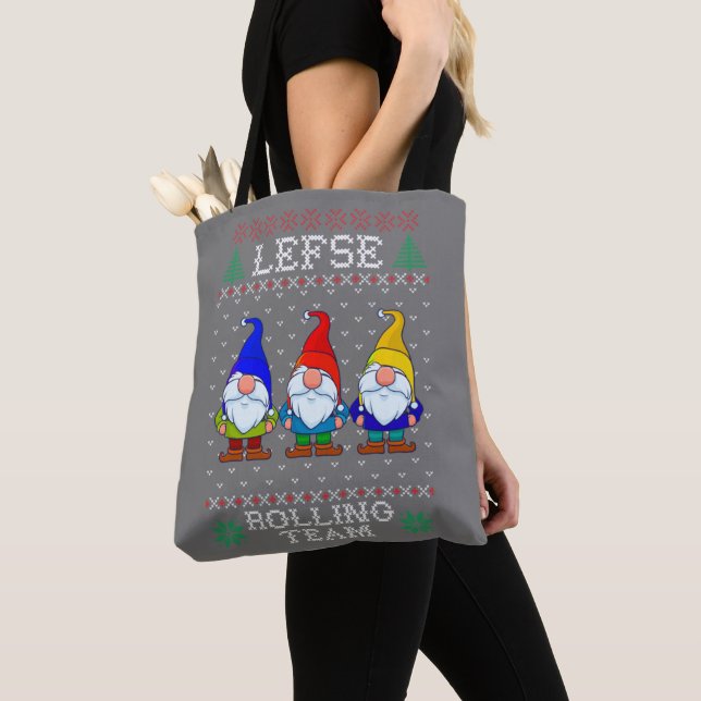 Bolso De Tela Lefse Rolling Team, Navidades Baking Tomte Gnome (Detalle)