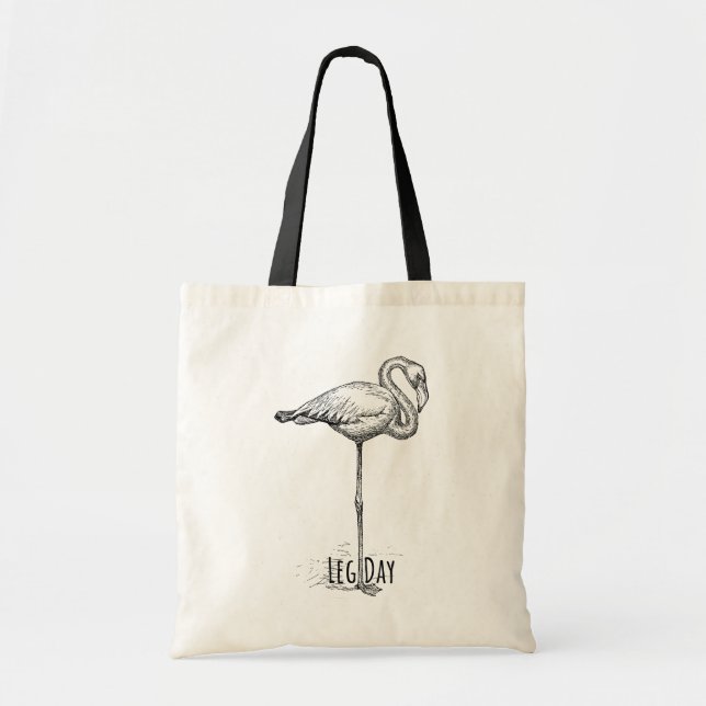 Bolso De Tela Leg Day Elegant Flamingo Fun Fitness (Frente)