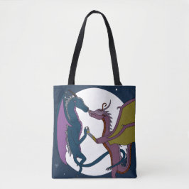Bolso De Tela Legendary Mythical Dancing Fantasy Dragons Moon