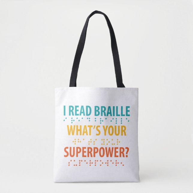 Bolso De Tela Leí en Braille cuál es tu superpoder (Anverso)