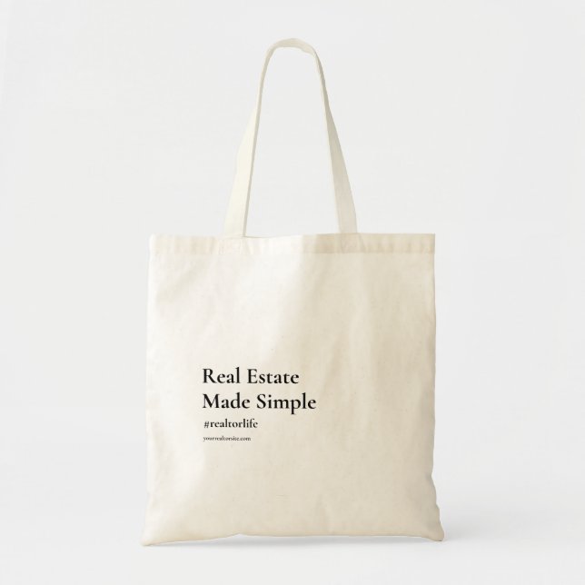 BOLSO DE TELA LEMA DE AGENTE INMOBILIARIO MODERNO DE VIDA DE REA (Frente)