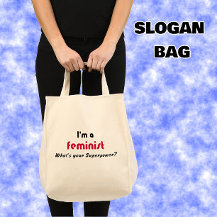 Bolso De Tela Lema feminista del rosa del superpoder