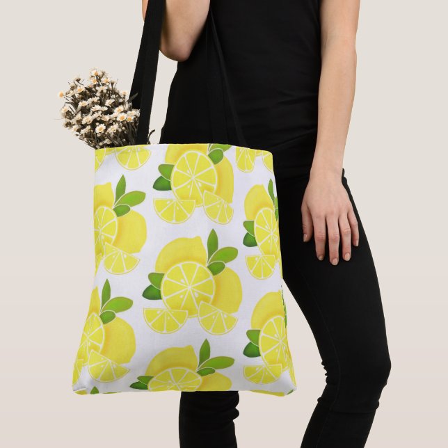 Bolso De Tela Lemon lemons lonchas de limón fruta tropical amari (Detalle)