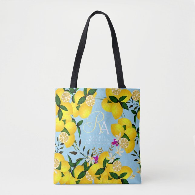 Bolso De Tela Lemon Monograma Azul (Anverso)