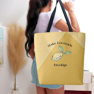 Bolso De Tela Lemon Summer Yellow Modern Cute Kitschy Fun Name