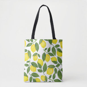 Bolso De Tela Lemones acuarela: Patrón de frutas de verano
