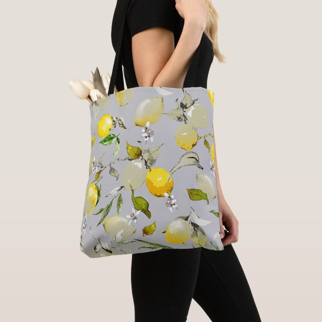 Bolso De Tela Lemones acuarelas 18 (Detalle)