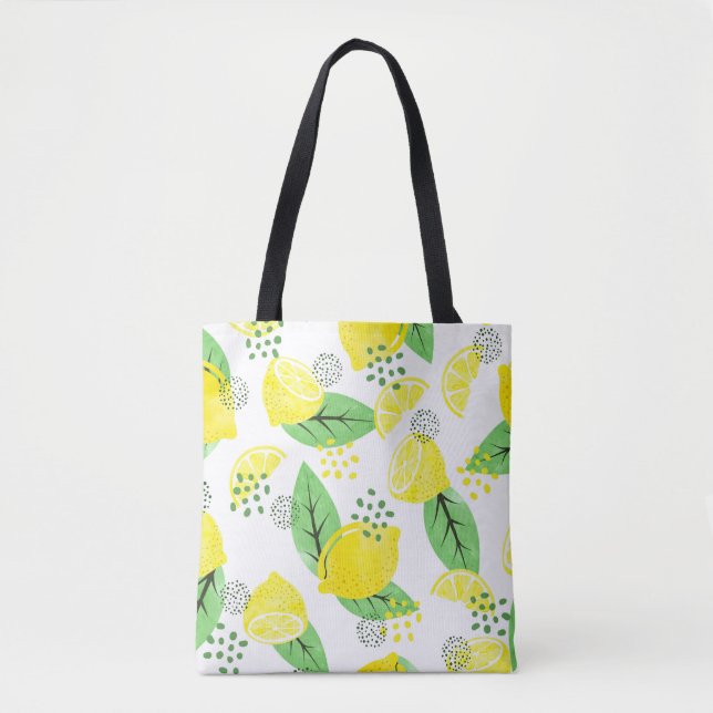 Bolso De Tela Lemones acuarelas: un diseño fruitoso y transparen (Anverso)