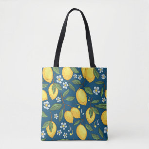 Bolso De Tela Lemones Amarillos: Patrón de fruta tropical.