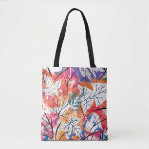 Bolso De Tela Lemones dibujados a mano, patrón de hojas azules.