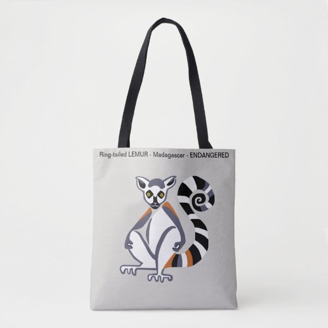 Bolso De Tela LEMUR de cola anillada - Conservación - Ecología (Anverso)