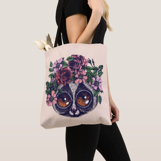 Bolso De Tela Lemur floral dulce (Detalle)