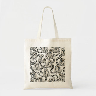 Bolso De Tela Lémures de cola anillada Fauna silvestre en blanco