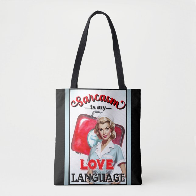 Bolso De Tela Lenguaje de amor para enfermera pequeña Pinup_ (Anverso)
