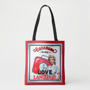 Bolso De Tela Lenguaje de amor para enfermera pequeña Pinup_