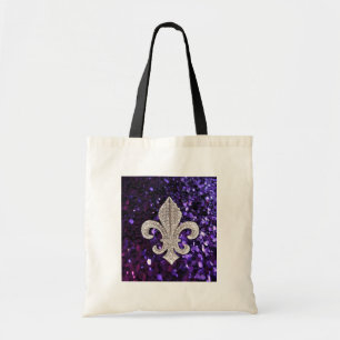 Bolso De Tela Lentejuelas de la flor de lis de la joya de la