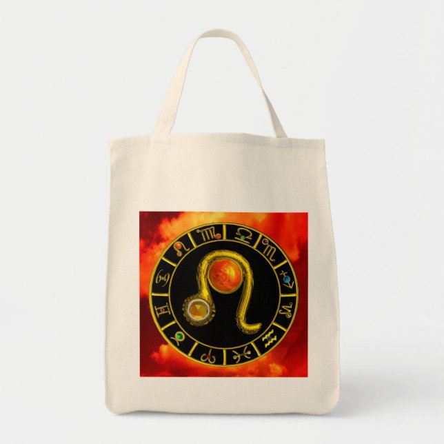 Bolso De Tela LEO / Gold Zodiac Birthday Jewel Astrologic Gráfic (Frente)