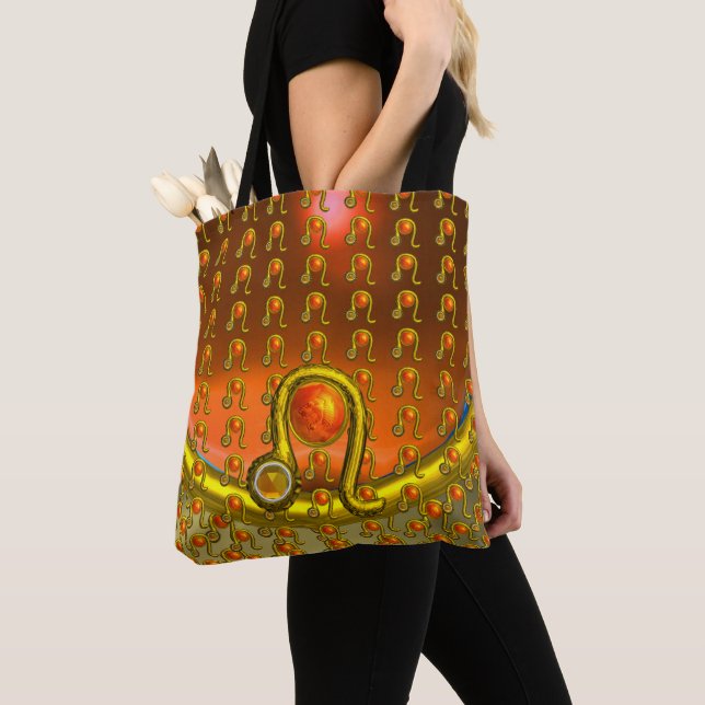 Bolso De Tela LEO GOLD ZODIAC NACIMIENTO JEWEL Naranja Gris Amar (Detalle)