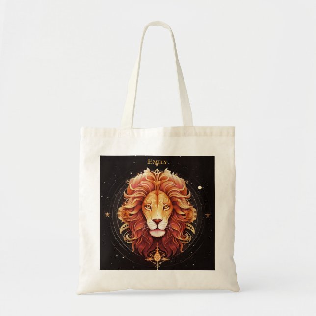 Bolso De Tela Leo Zodiac Add Name July Ago Birthday Gift (Frente)