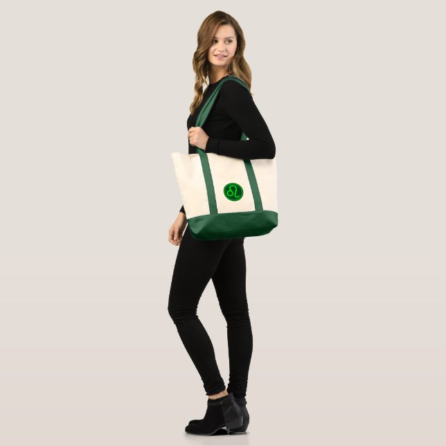 Bolso De Tela Leo Zodiac Symbol Green Contrast (Anverso (modelo))