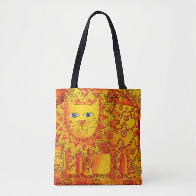 Bolso De Tela León acuarela estampado (Anverso)