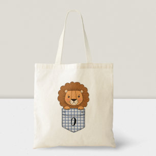 Bolso De Tela León Adorable Asomándose desde el Bolsillo