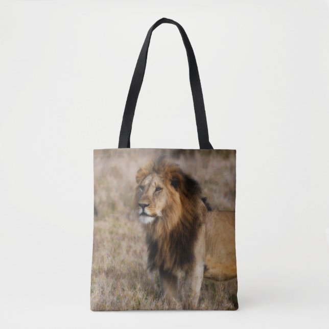 Bolso De Tela León Africano Salvaje (Anverso)