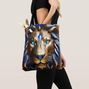 Bolso De Tela León Azul Y Oro De Zafiro,