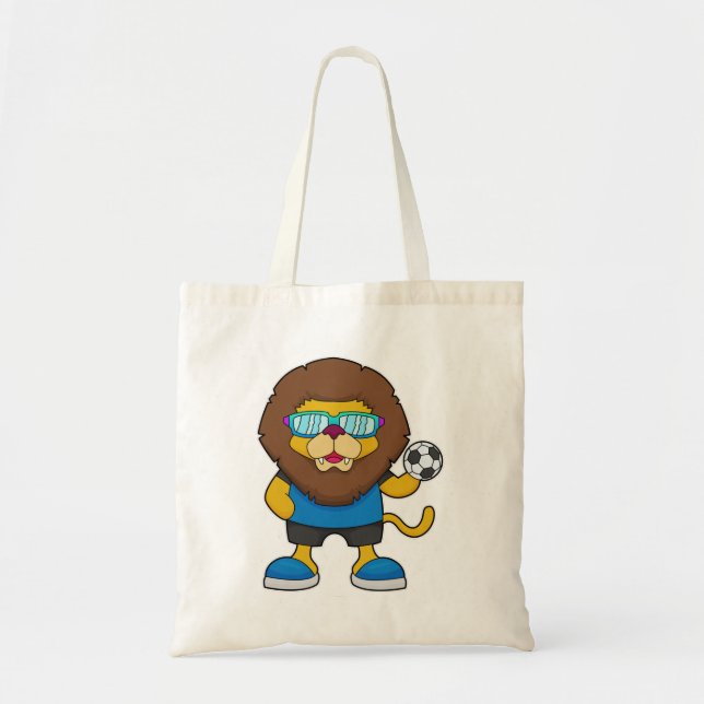 Bolso De Tela León como jugador de fútbol con fútbol (Frente)