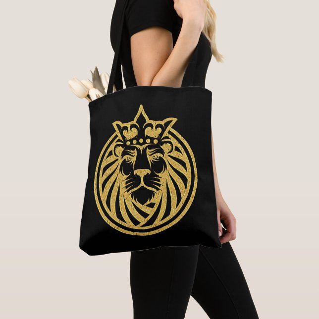 Bolso De Tela León con corona - Estilo de oro 4 (Detalle)